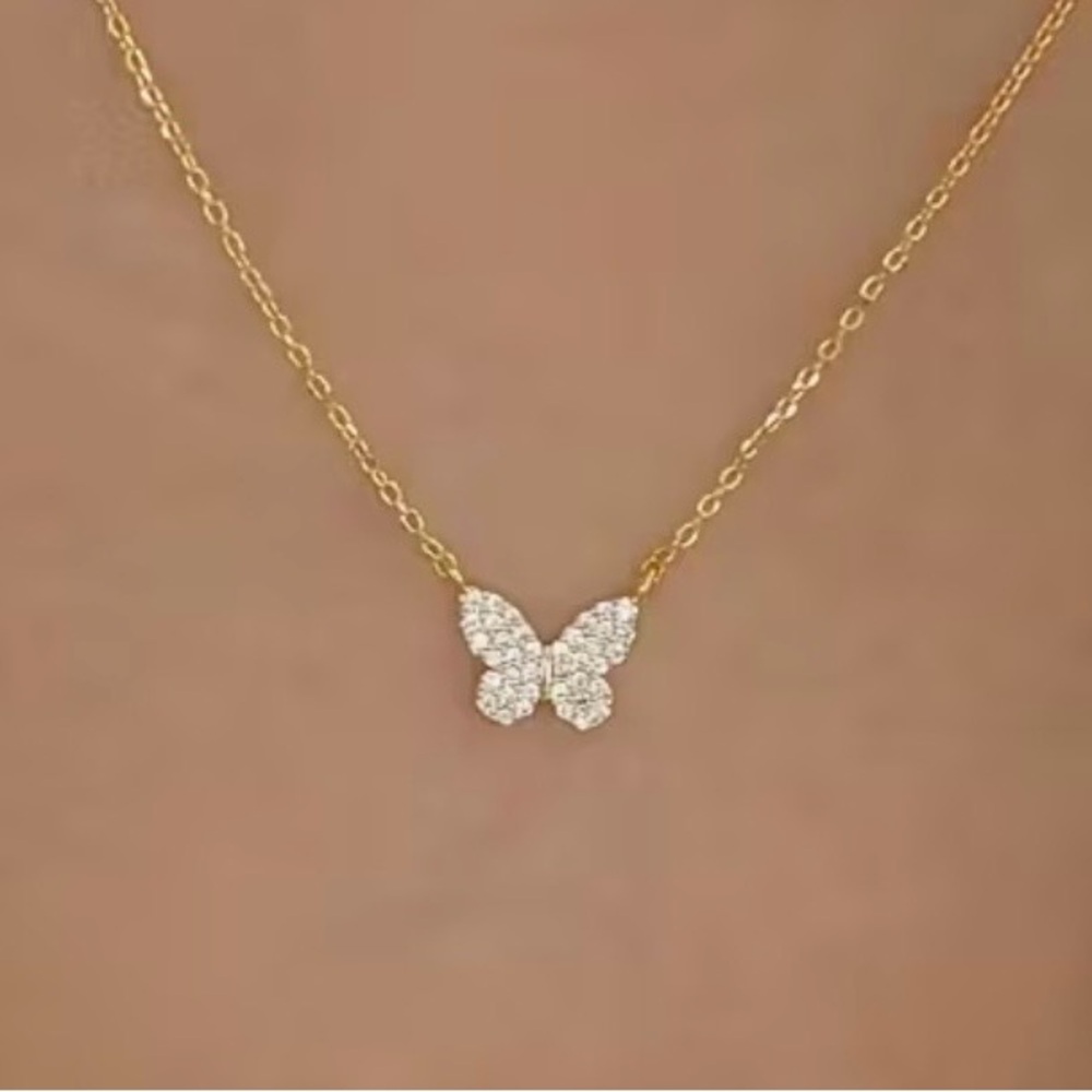 Dazzling Gold Butterfly Necklace
